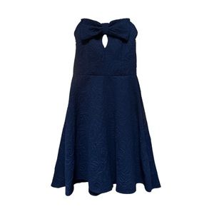 Noble U Strapless Navy Blue Mini Dress with Bow Size Small